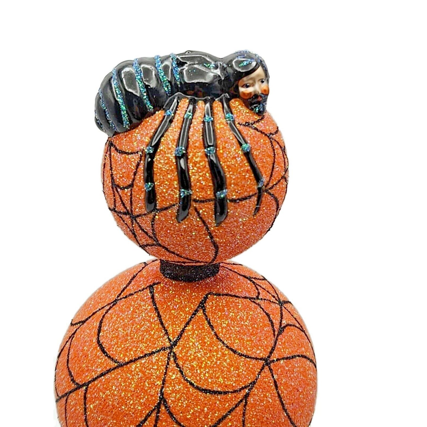 Patricia Breen Webmaster Orange Spider Web Finial Halloween Holiday Tree Topper