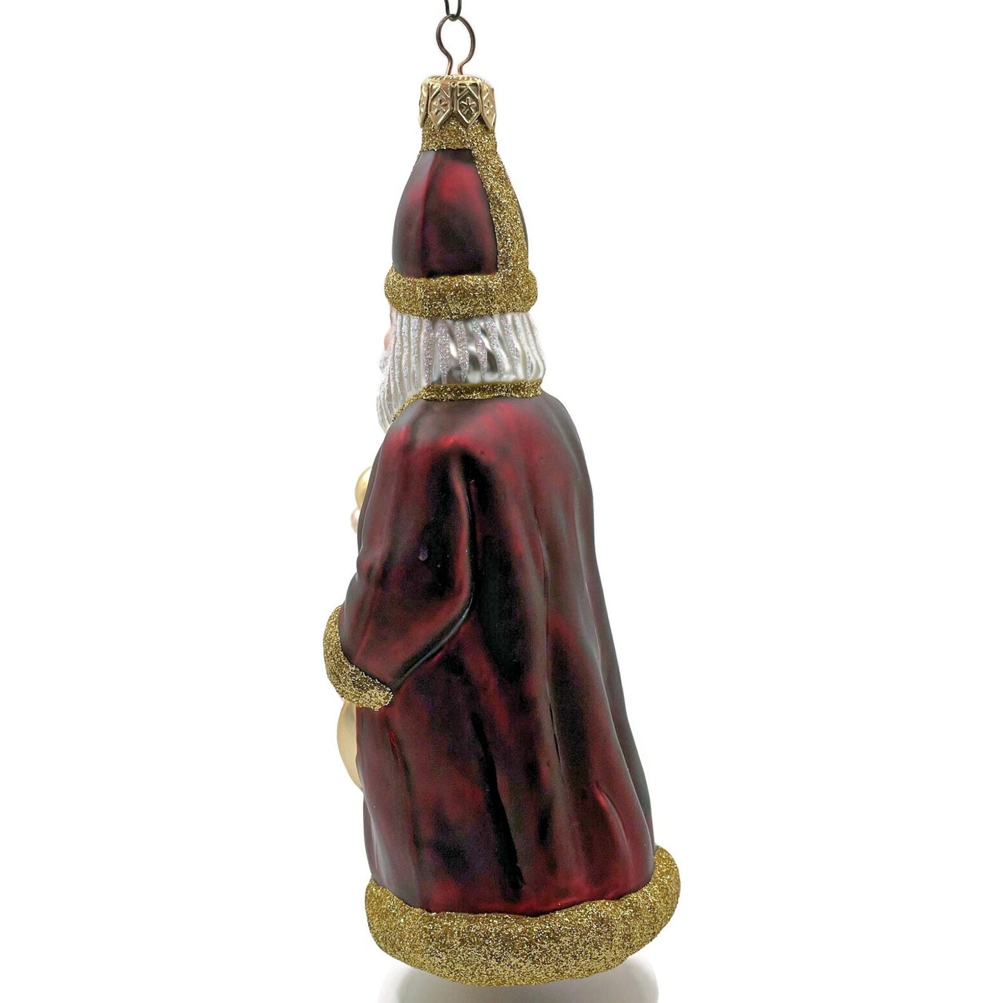 Patricia Breen Saint Nicholas Bordeaux Gold Glitter Christmas Tree Ornament
