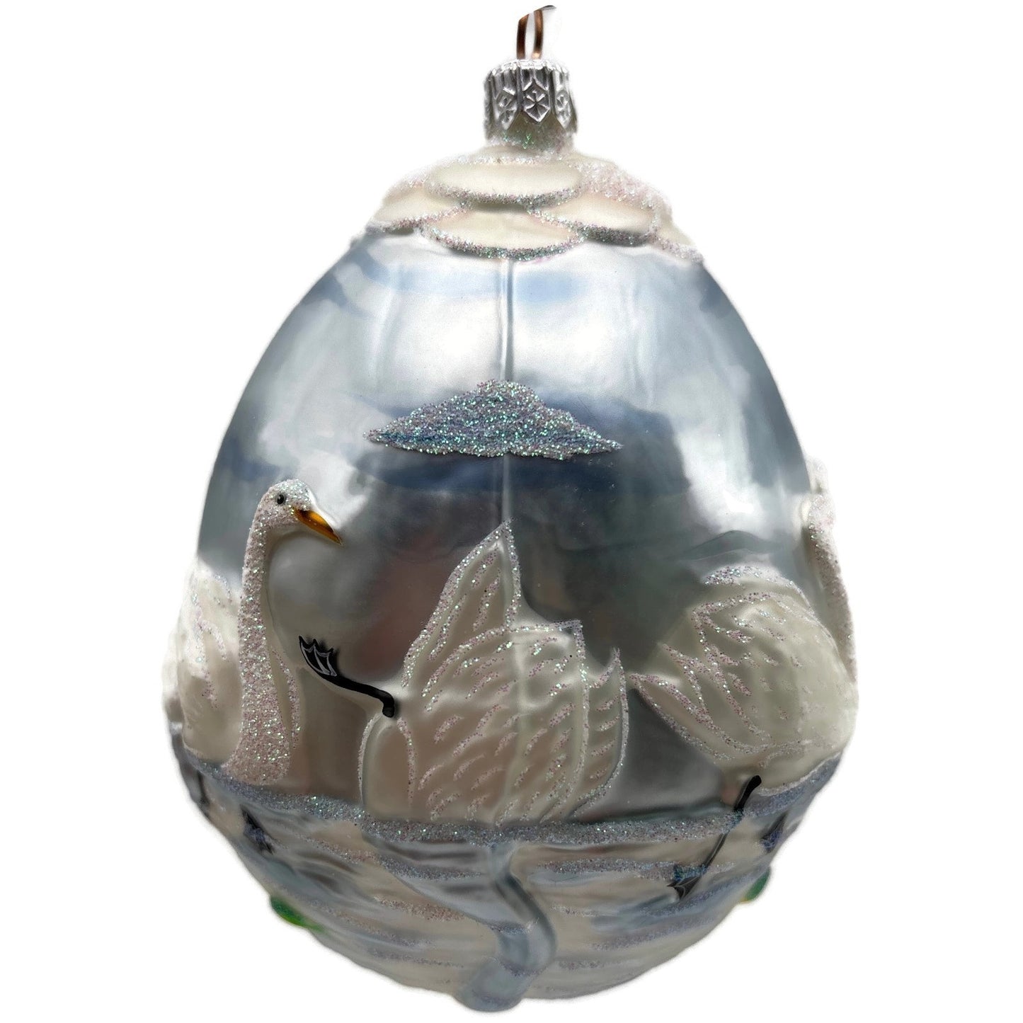 Patricia Breen Seven Swimming Swans Blue White Birds Christmas Tree Ornament