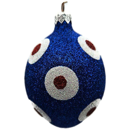 Patricia Breen Egg Blue White Red Polka Dot Easter Christmas Tree Ornament KKS