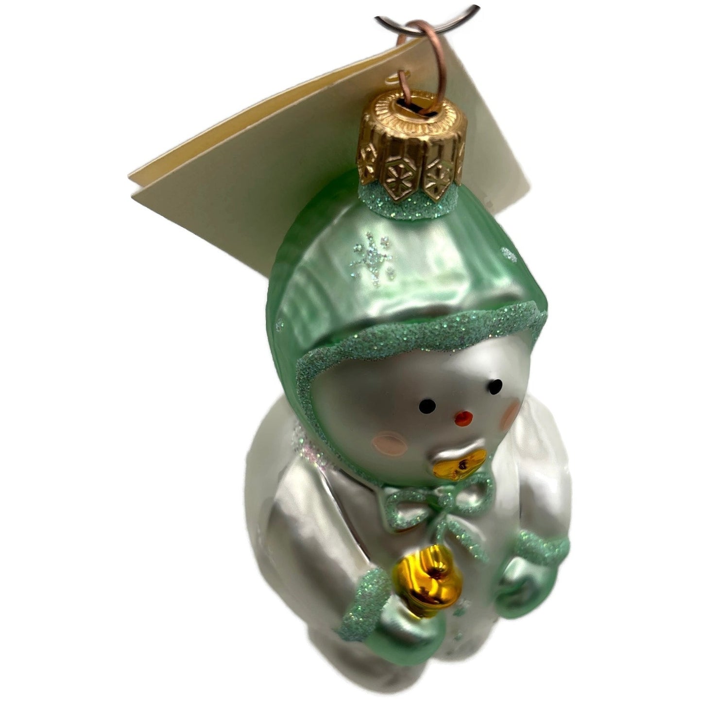 Patricia Breen Snowbaby Green Snowflakes Snowman White Christmas Tree Ornament