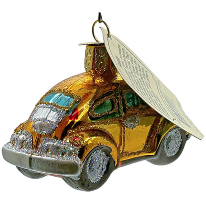 Buggy Car Ornament Gold Vehicle Glittered OWC Old World Christmas Tree Decor