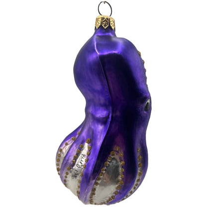 Patricia Breen Olivier Octopus Purple Gold Aquatic Christmas Ornament OOAK