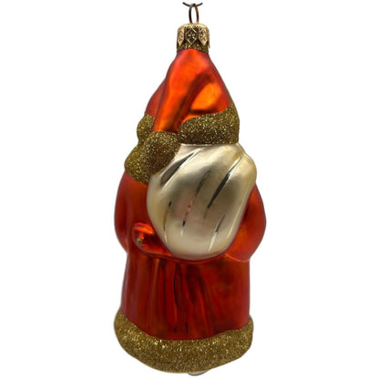 Patricia Breen Santa and Teddy Orange Gold Bear Christmas Tree Ornament