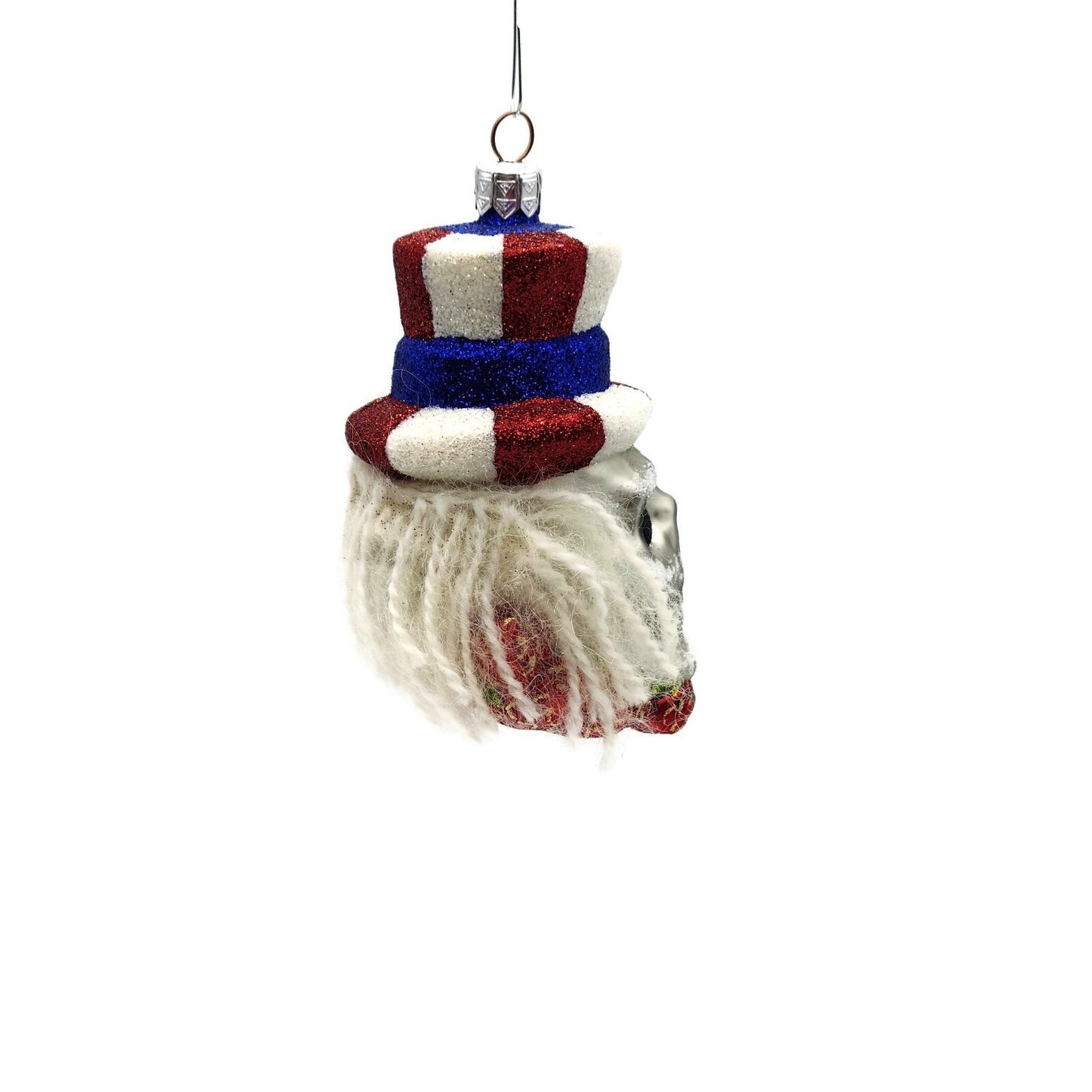Slavic Treasures Skull Uncle Sam Roses Patriotic Striped Hat Christmas Ornament