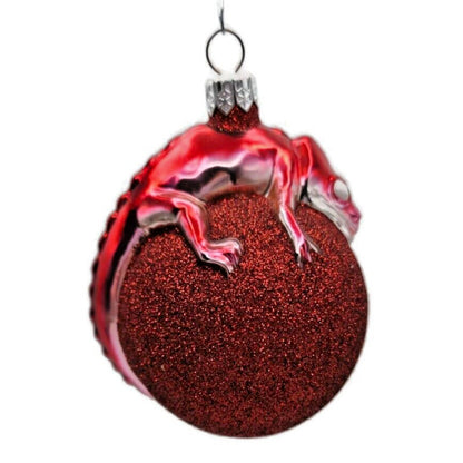 Ornament Patricia Breen Chameleon Red Glitter Blown Glass Christmas Holiday Tree