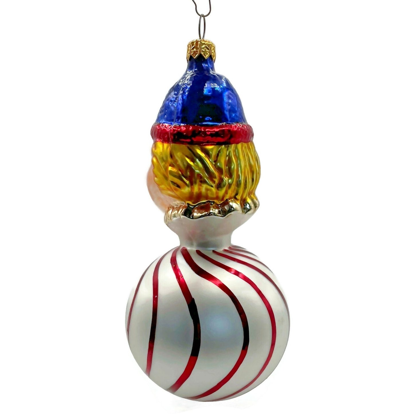 Christopher Radko Squiggles Stripe Reflector Clown Christmas Tree Decor Ornament