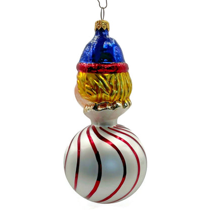 Christopher Radko Squiggles Stripe Reflector Clown Christmas Tree Decor Ornament