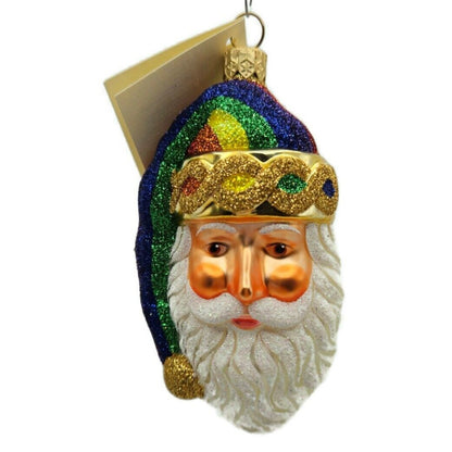 Patricia Breen Sparkle Plenty Rainbow Santa Claus Head Christmas Tree Ornament