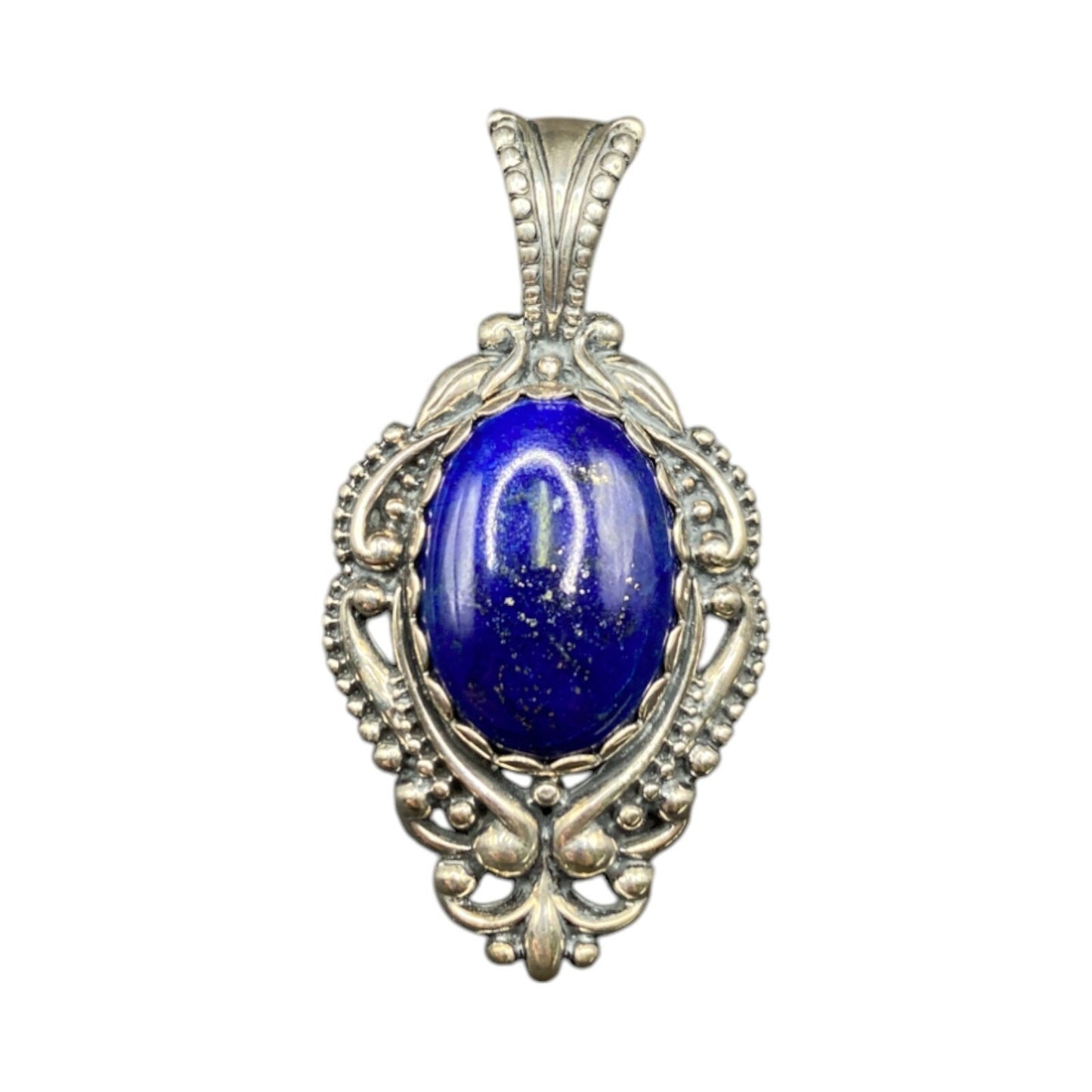 Carolyn Pollack Lapis Lazuli Oval Gemstone Pendant 925 Sterling Silver Filigree