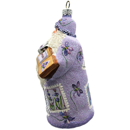 Patricia Breen Evans Santa Pansy Purple Jeweled Spring Christmas Ornament 2518
