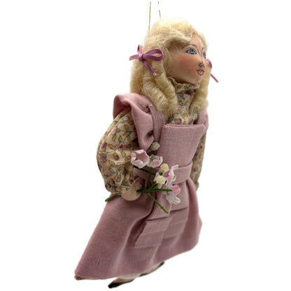 Gladys Boalt Goldilocks and Three Bears Pink Fabric Christmas Ornament Signed