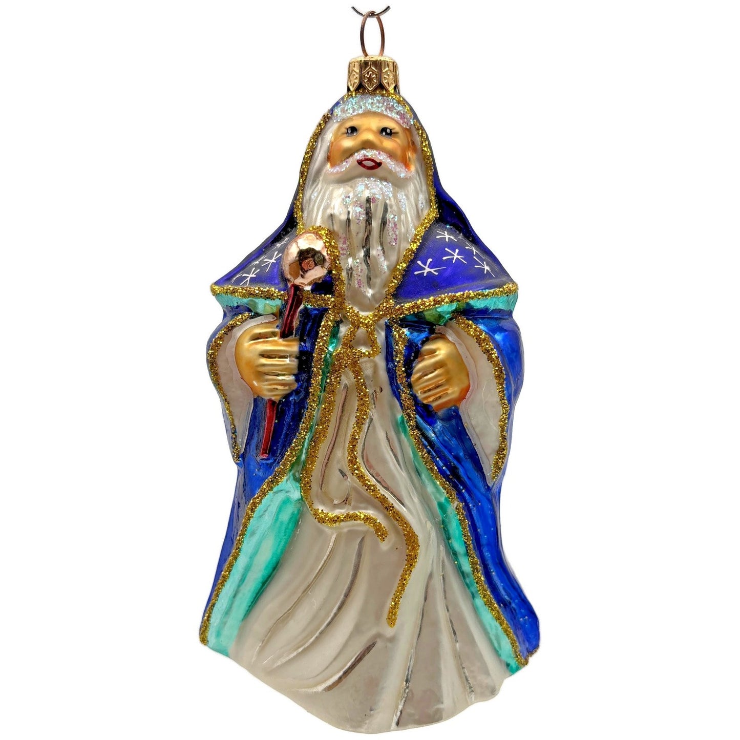 Christopher Radko Christmas Magic Santa Stars Blue Christmas Ornament 96-SP-13