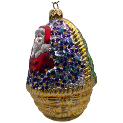 Patricia Breen Forget-Me-Not Santa Red Flowers Basket Spring Christmas Ornament