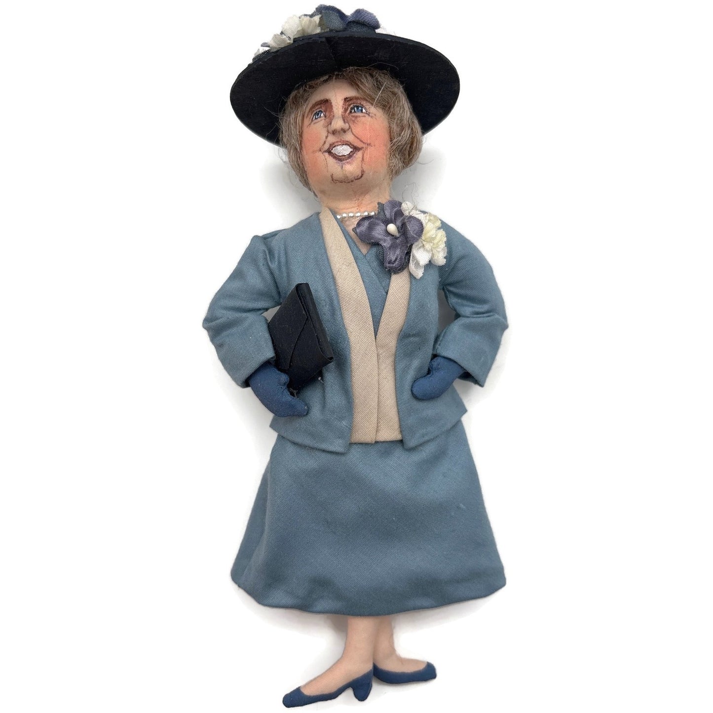 Gladys Boalt First Lady Eleanor Roosevelt Blue Fabric Christmas Ornament Signed