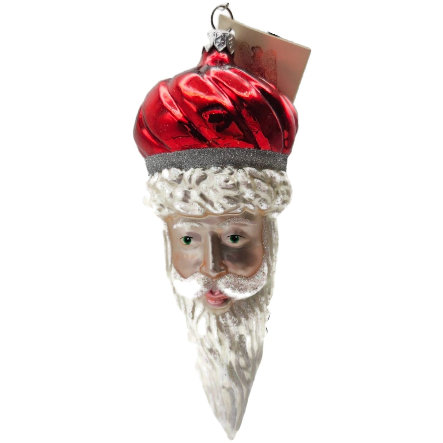 Patricia Breen Minsk Santa Red Shiny Santa Head Glass Christmas Ornament 9635