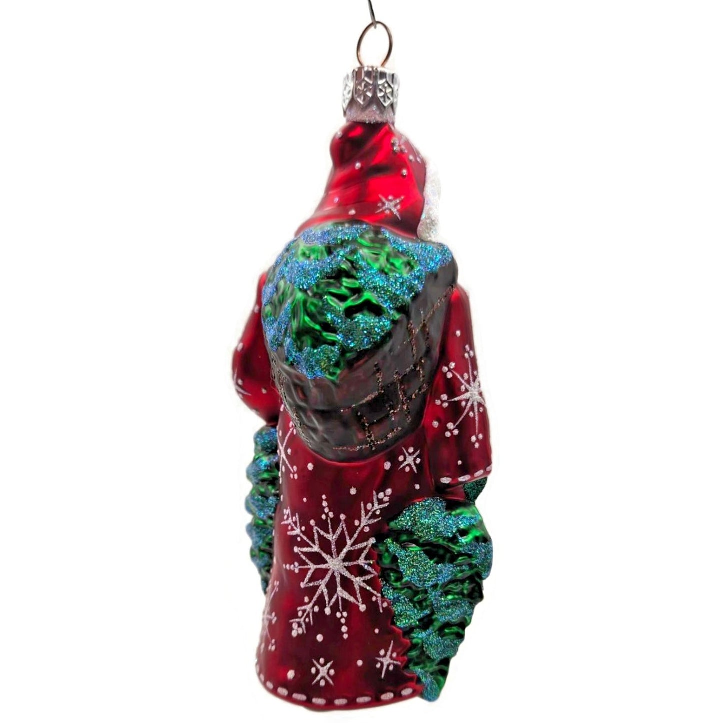 Patricia Breen Through The Woods Red Santa Pine Trees Snow Christmas Ornament