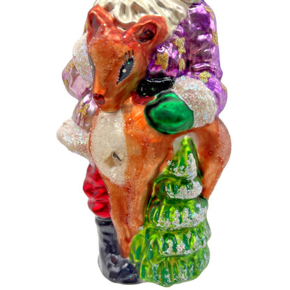Christopher Radko Santa's Helper Deer Glitter Christmas Tree Ornament 98-206-0