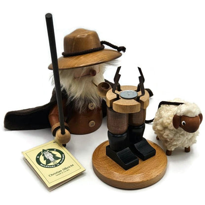 Christian Ulbricht Natural Shepherd Santa Smoker Incense Burner Christmas Decor