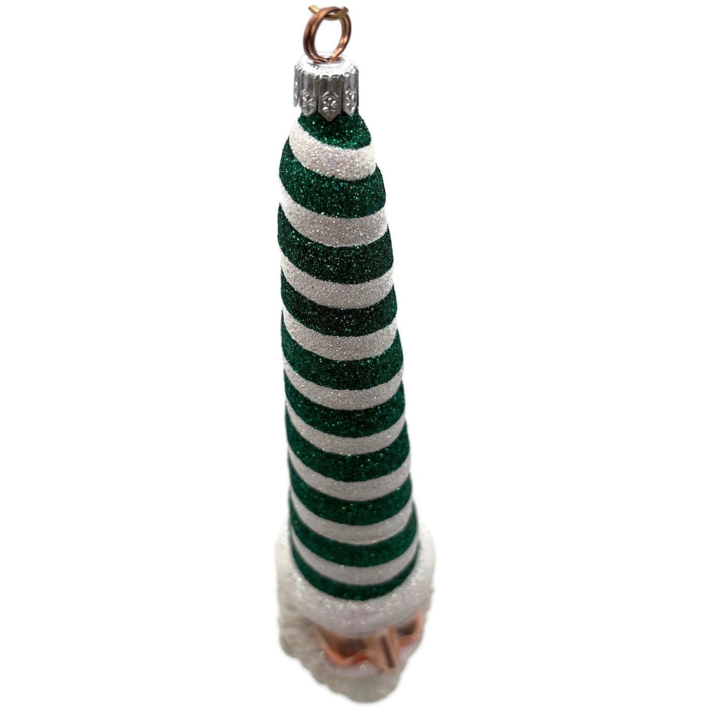 Patricia Breen Sucre Santa Green White Spearmint Striped Christmas Tree Ornament