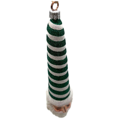 Patricia Breen Sucre Santa Green White Spearmint Striped Christmas Tree Ornament