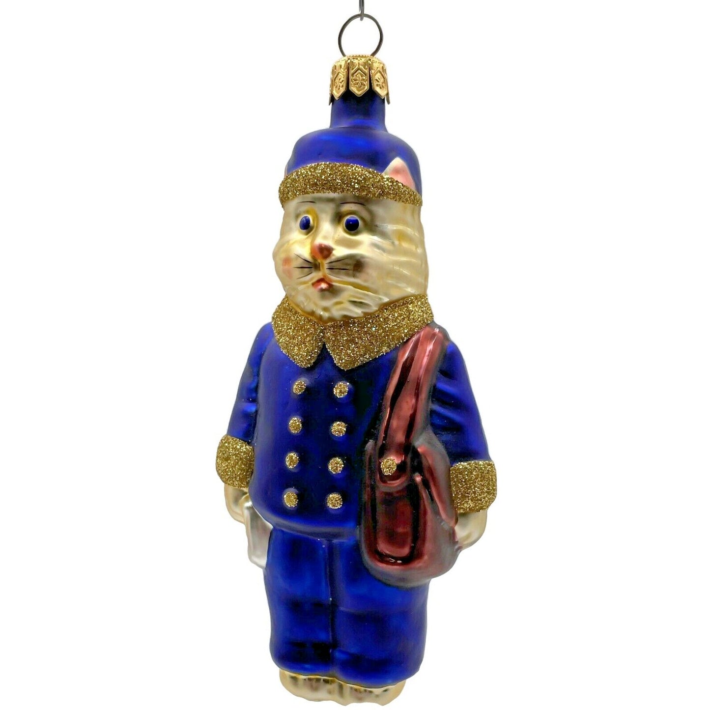 Patricia Breen Le Postal Cat Blue Kitty Valentines Heart Christmas Tree Ornament