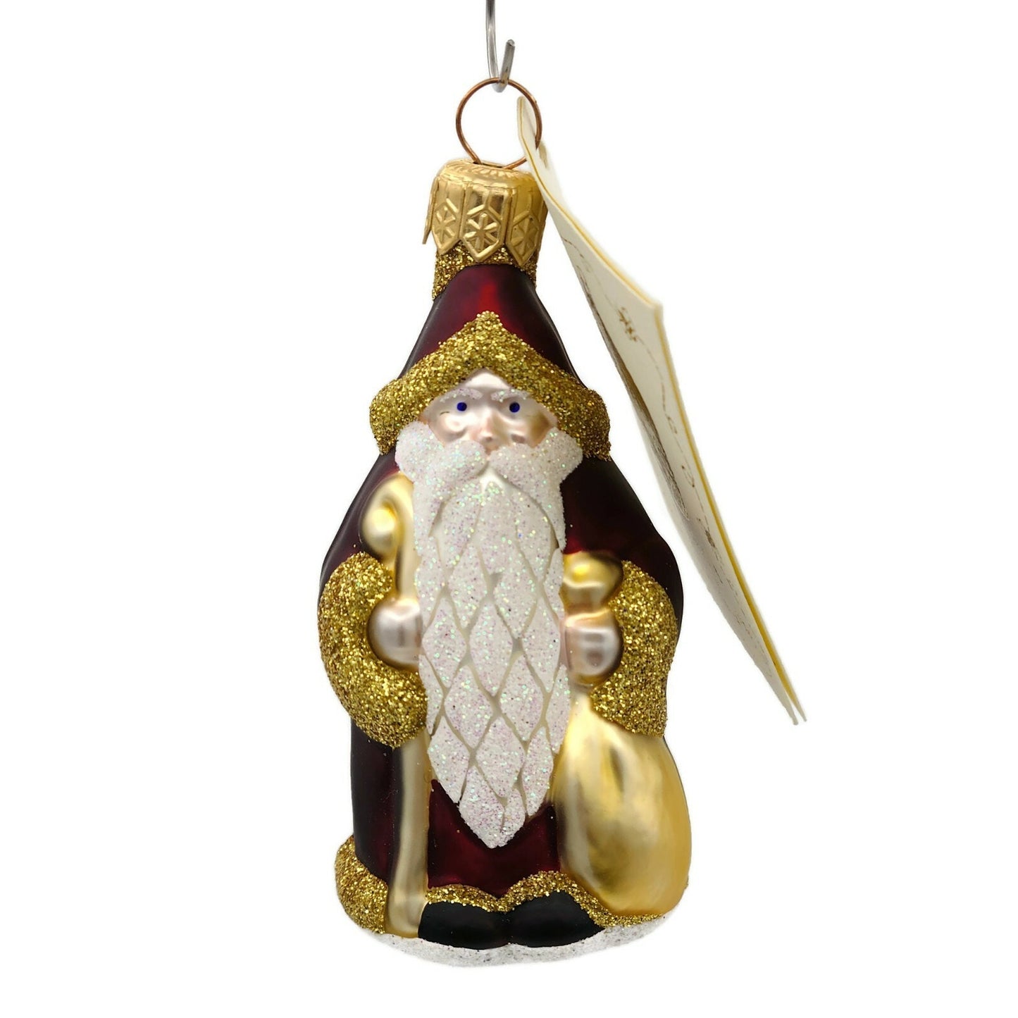 Patricia Breen Miniature Woodland Santa Bordeaux Gold Christmas Holiday Ornament