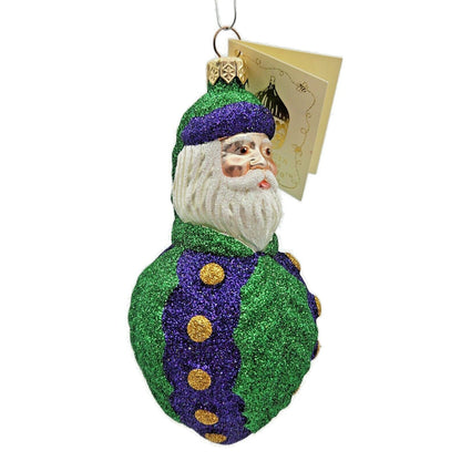 Patricia Breen Hollyberry Santa Claus Purple Green Christmas Tree Ornament