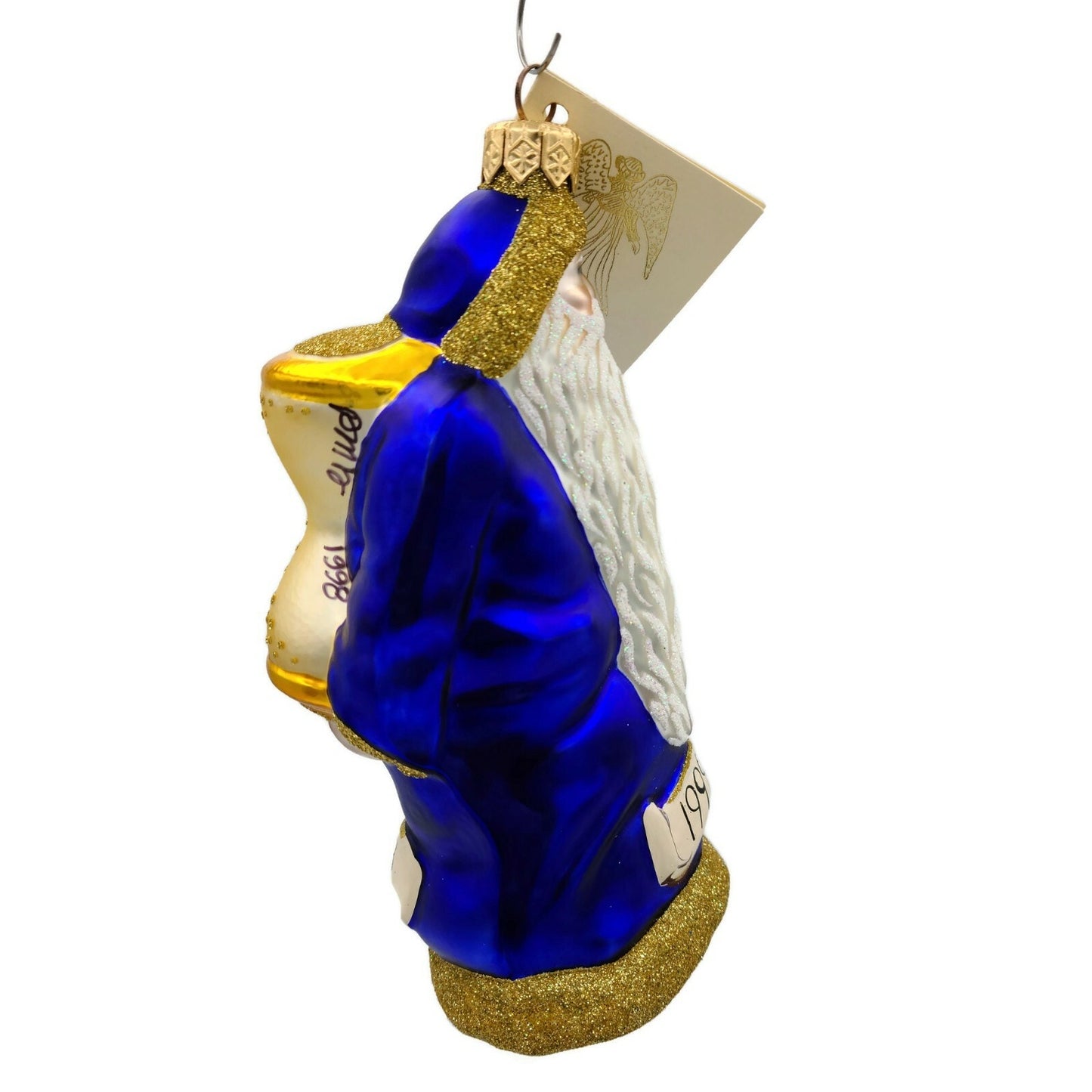 Patricia Breen Out With the Old Blue Gold Santa Claus Christmas Tree Ornament