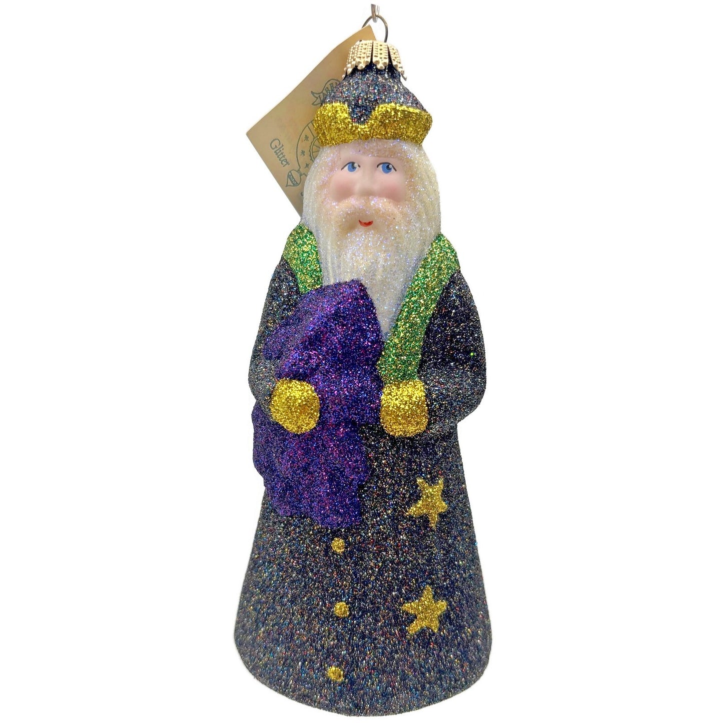 Larry Fraga Mr. Fabulous Glitter Series Green Purple Christmas Tree Ornament