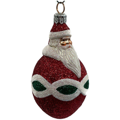 Patricia Breen Miniature Faberge Santa Red & Green Glittered Christmas Ornament