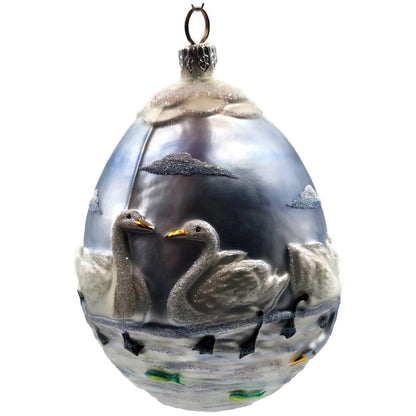 Patricia Breen Seven Swimming Swans Birds Pearl Blue 12 Days Christmas Ornament