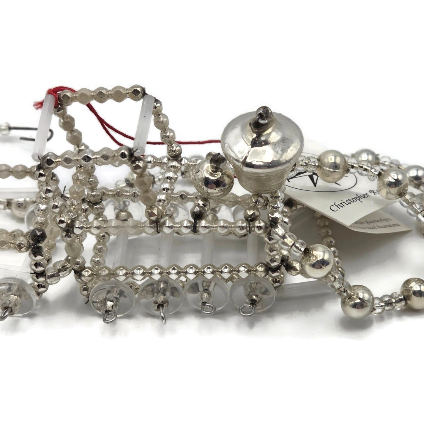 Christopher Radko Train Locomotive Garland Czech Silver Beaded 92-216