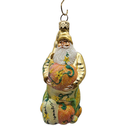 Patricia Breen Harvest Santa Gold Pumpkins Fall Christmas Ornament Signed 2230
