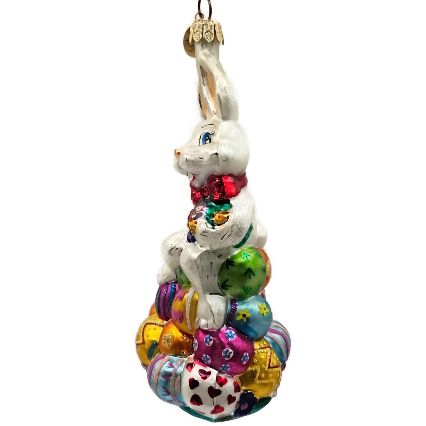 Christopher Radko Egg Hop Easter Bunny Egg Holiday Glass Ornament 004960
