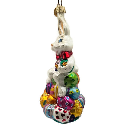 Christopher Radko Egg Hop Easter Bunny Egg Holiday Glass Ornament 004960