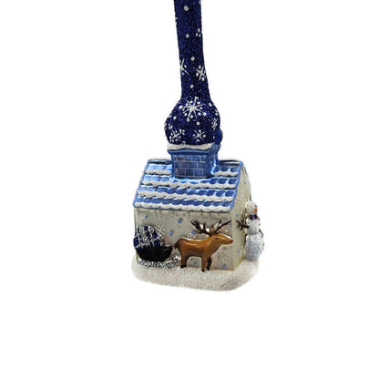 Patricia Breen He's Here Blue Santa Snowflake Reindeer Christmas Ornament 2416