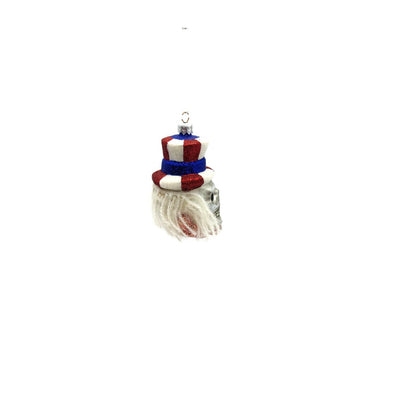 Slavic Treasures Skull Uncle Sam Roses Patriotic Striped Hat Christmas Ornament