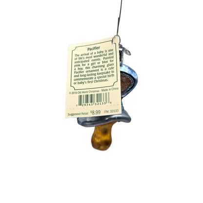 Old World Christmas Pacifier Baby Boy Blown Glass Christmas Tree Ornament OWC