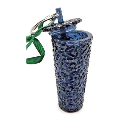 Starbucks Key Chain Gemstone Navy Blue Cold Cup Tumbler Christmas Tree Ornament
