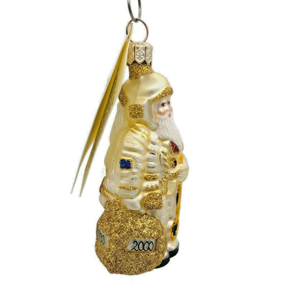 Patricia Breen Miniature Millennium Santa Gold 1900 2000 Christmas Tree Ornament