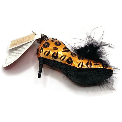 Christopher Radko Viva La Mode High Heel Shoe Leopard Print Ornament 1012039