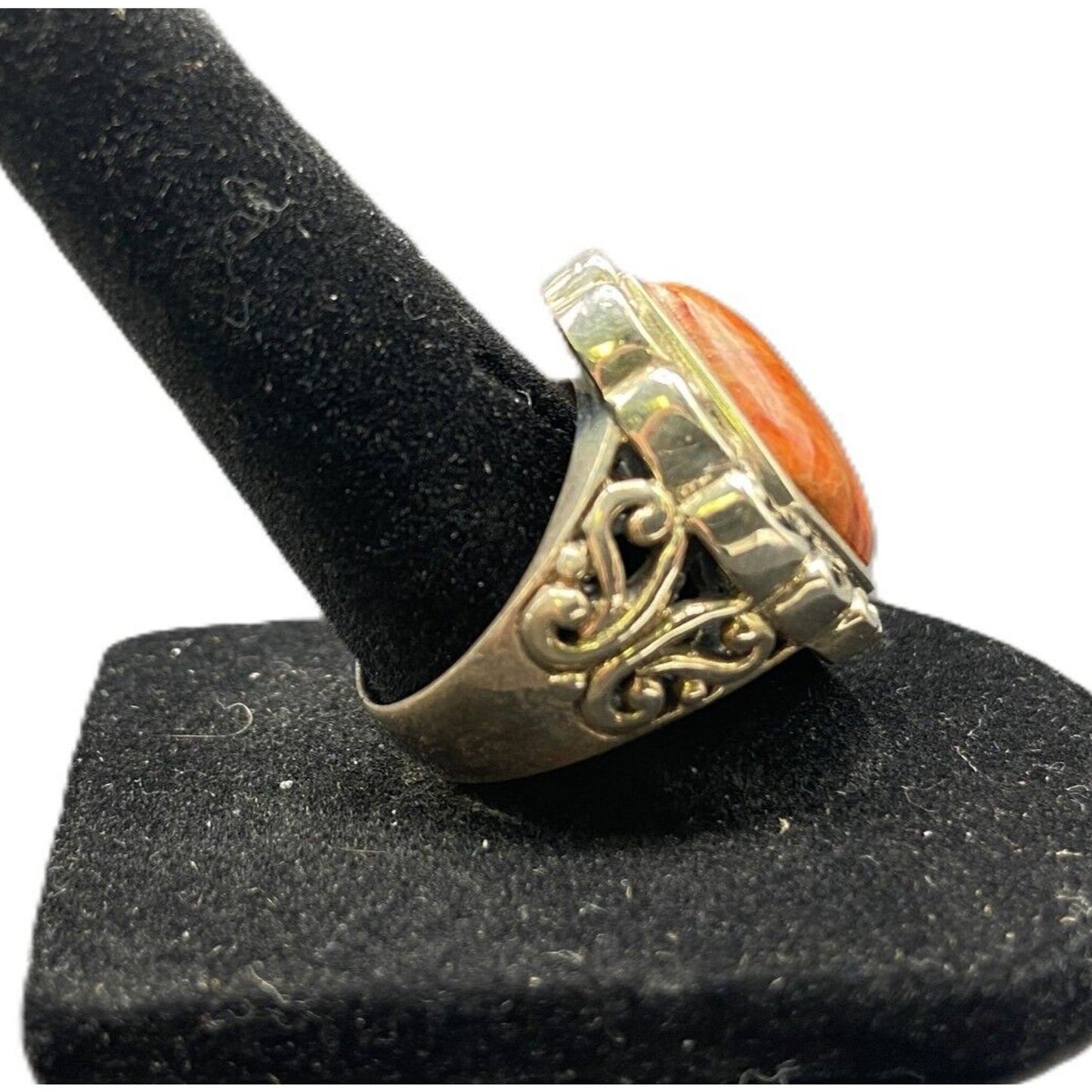 Orange Jasper Ring Gemstone 925 Sterling Silver Cocktail NK Thailand Size 8