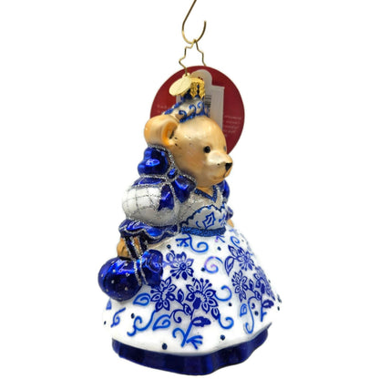 Christopher Radko Chinoiserie Muffy Bear Floral Dress Christmas Ornament 1021871