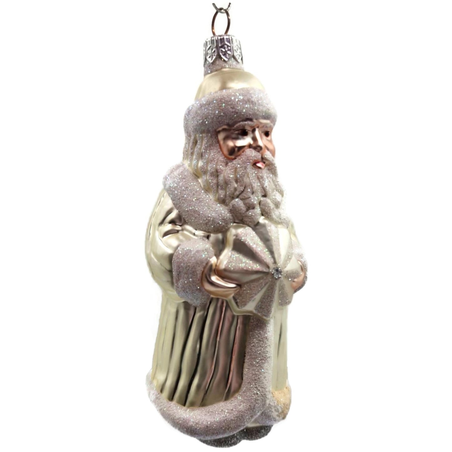 Patricia Breen Snowflake Santa Claus Pearl Glittered Christmas Tree Ornament