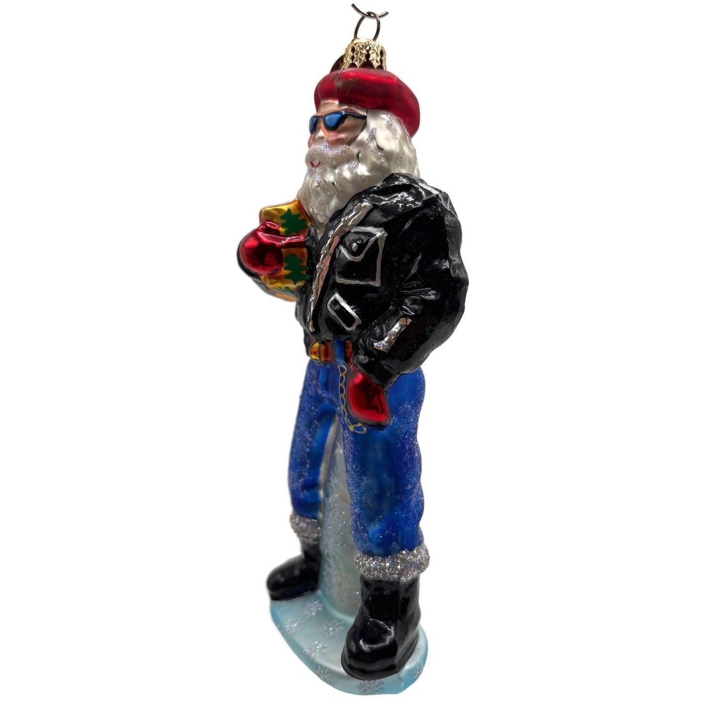 Christopher Radko Santa Dude Leather Jacket Christmas Tree Ornament 01-0227-0