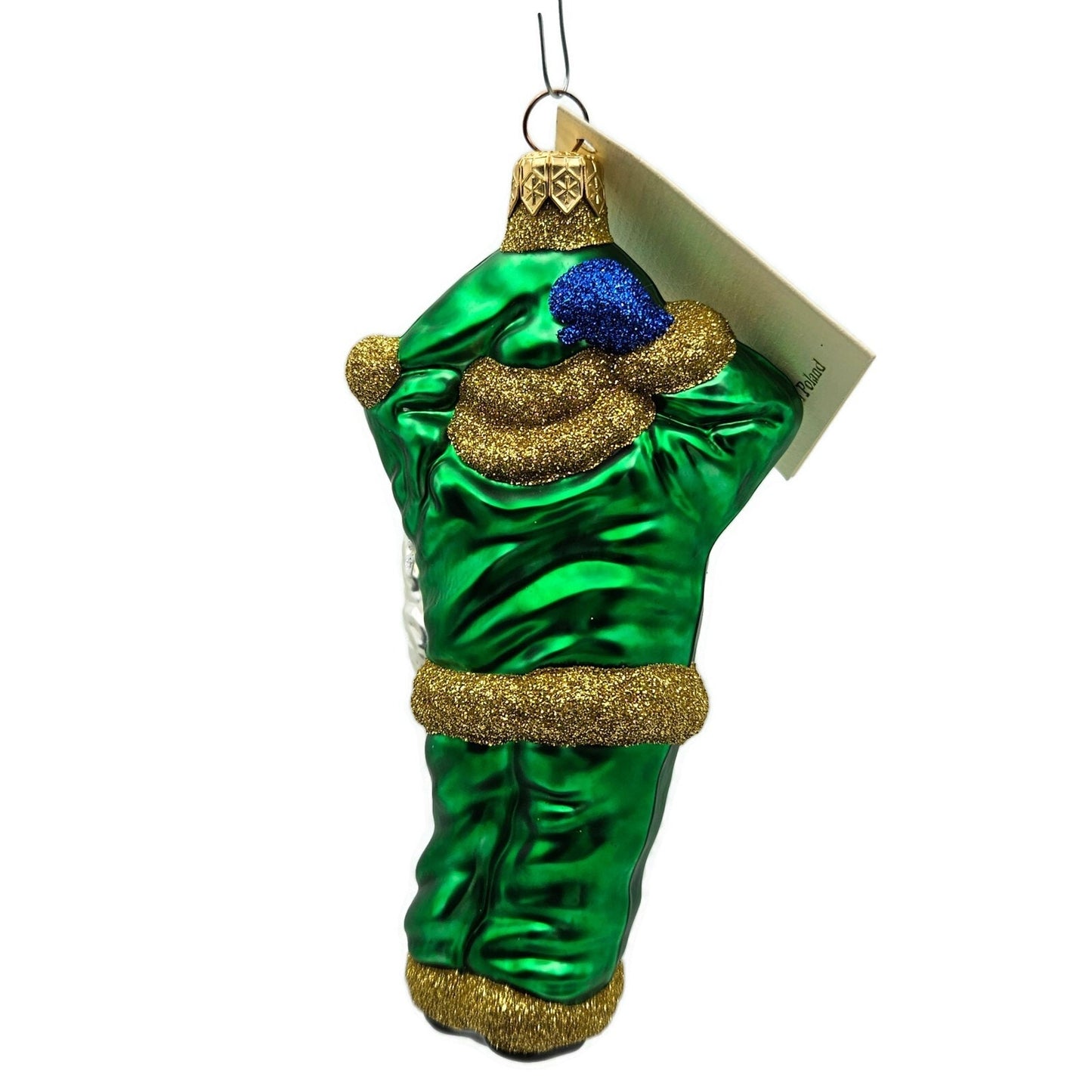 Patricia Breen Hold Onto Your Hat Green Santa Claus Christmas Tree Ornament