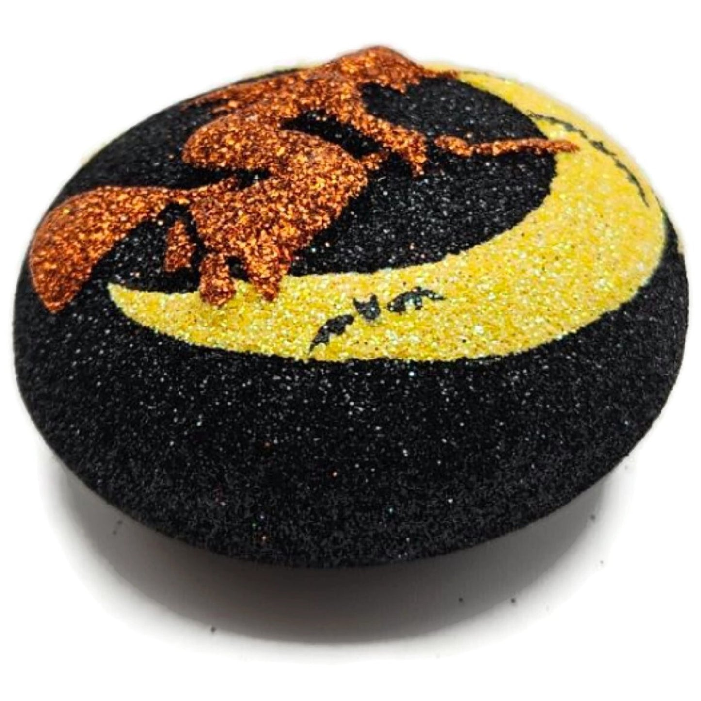 Patricia Breen Salem Medallion Black Yellow Moon Glass Halloween Ornament 2212