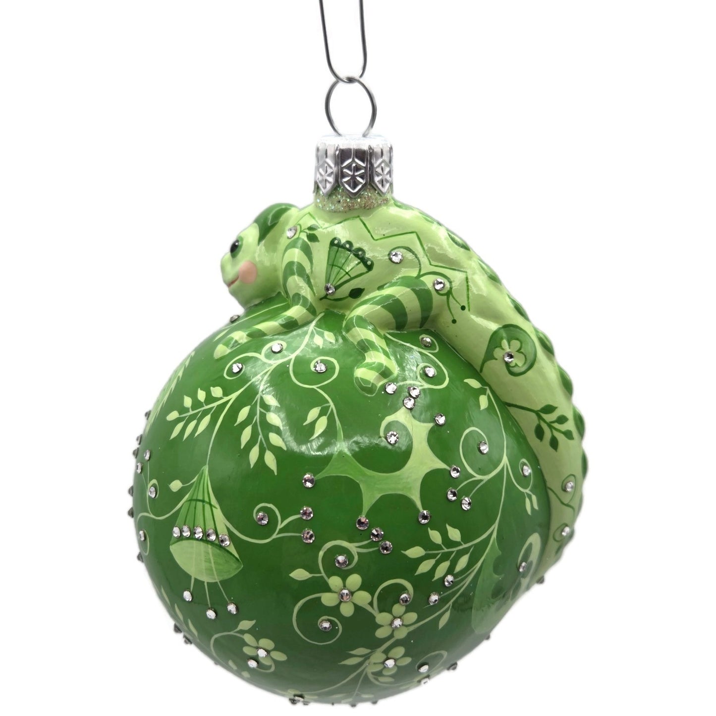 Patricia Breen Happy Holidays Hamish Verdant Green Chameleon Christmas Ornament