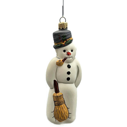 Vaillancourt Ornament Snowman with Ears Broom Chalkware Christmas Tree Decor